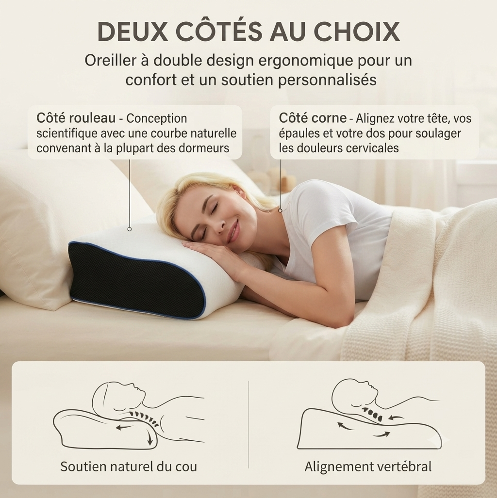 Oreiller ergonomique en mousse à mémoire de forme