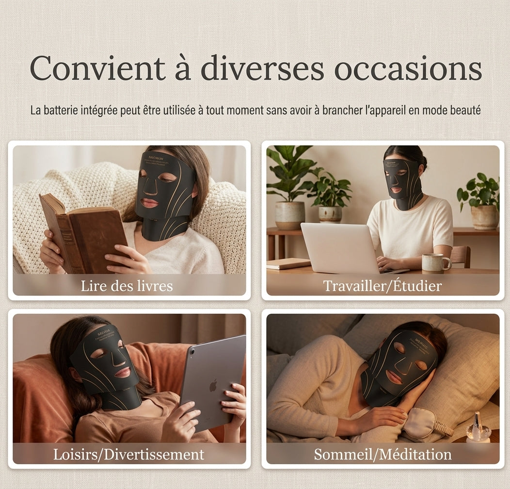 Masque facial LED portable en silicone à 7 couleurs pour la thérapie par la lumière