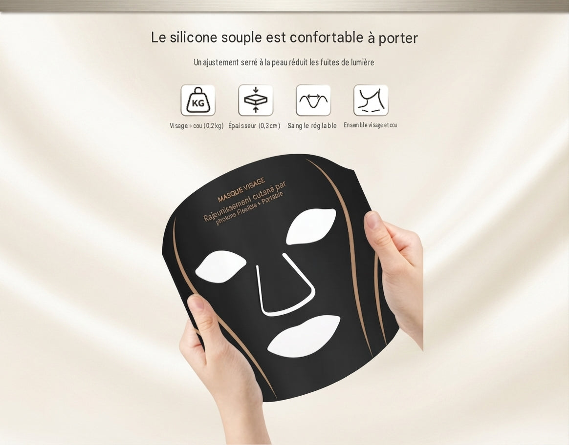 Masque facial LED portable en silicone à 7 couleurs pour la thérapie par la lumière