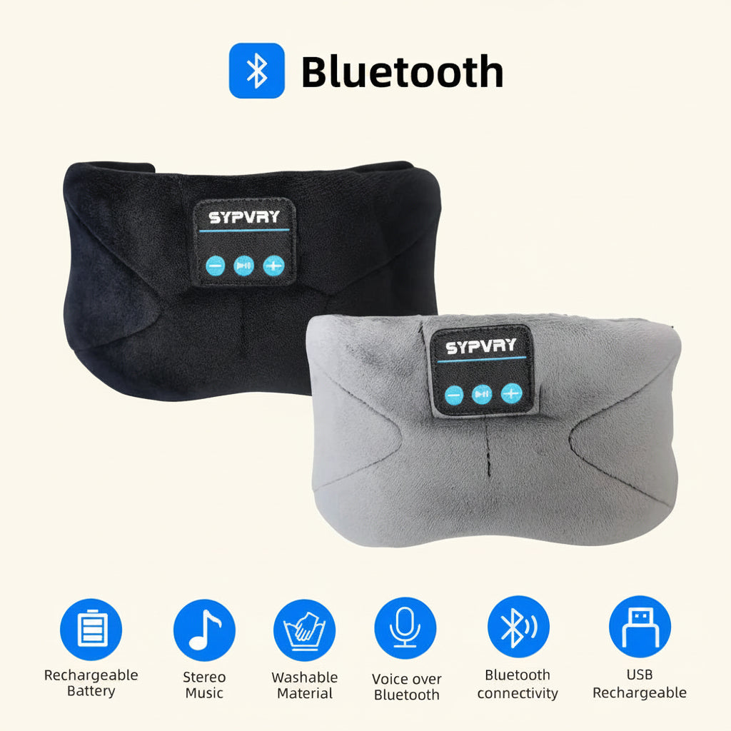 Masque de sommeil Bluetooth idéal pour dormir se reposer en avion ou faire du sport