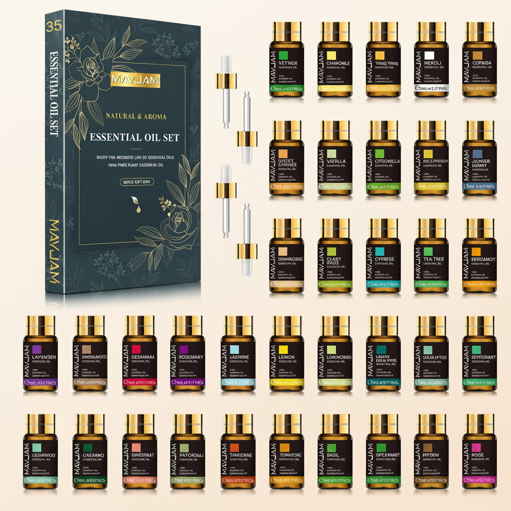 Coffret de 35 bouteilles d'huile essentielle pour diffuseur et humidificateur