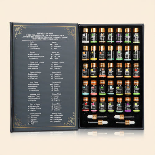 Coffret de 35 bouteilles d'huile essentielle pour diffuseur et humidificateur