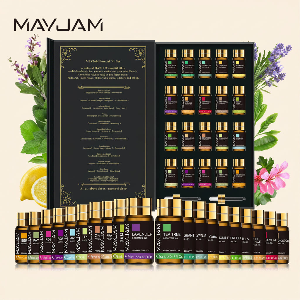 Coffret 20 huiles essentielles pour diffuseur – Extraits naturels (Frankincense, Vanille, Citron, Menthe, Jasmin…)