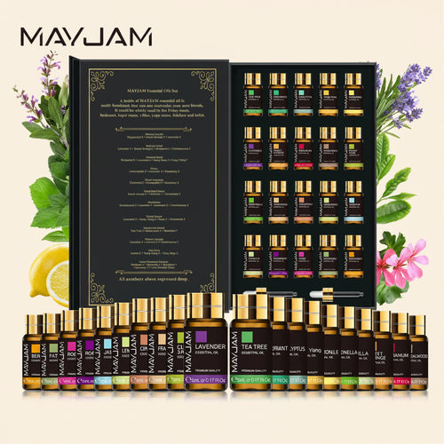 Coffret 20 huiles essentielles pour diffuseur – Extraits naturels (Frankincense, Vanille, Citron, Menthe, Jasmin…)