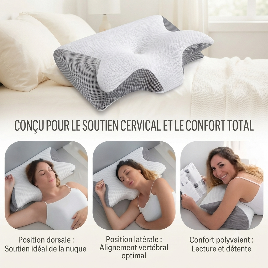 Oreiller ergonomique en mousse à mémoire de forme