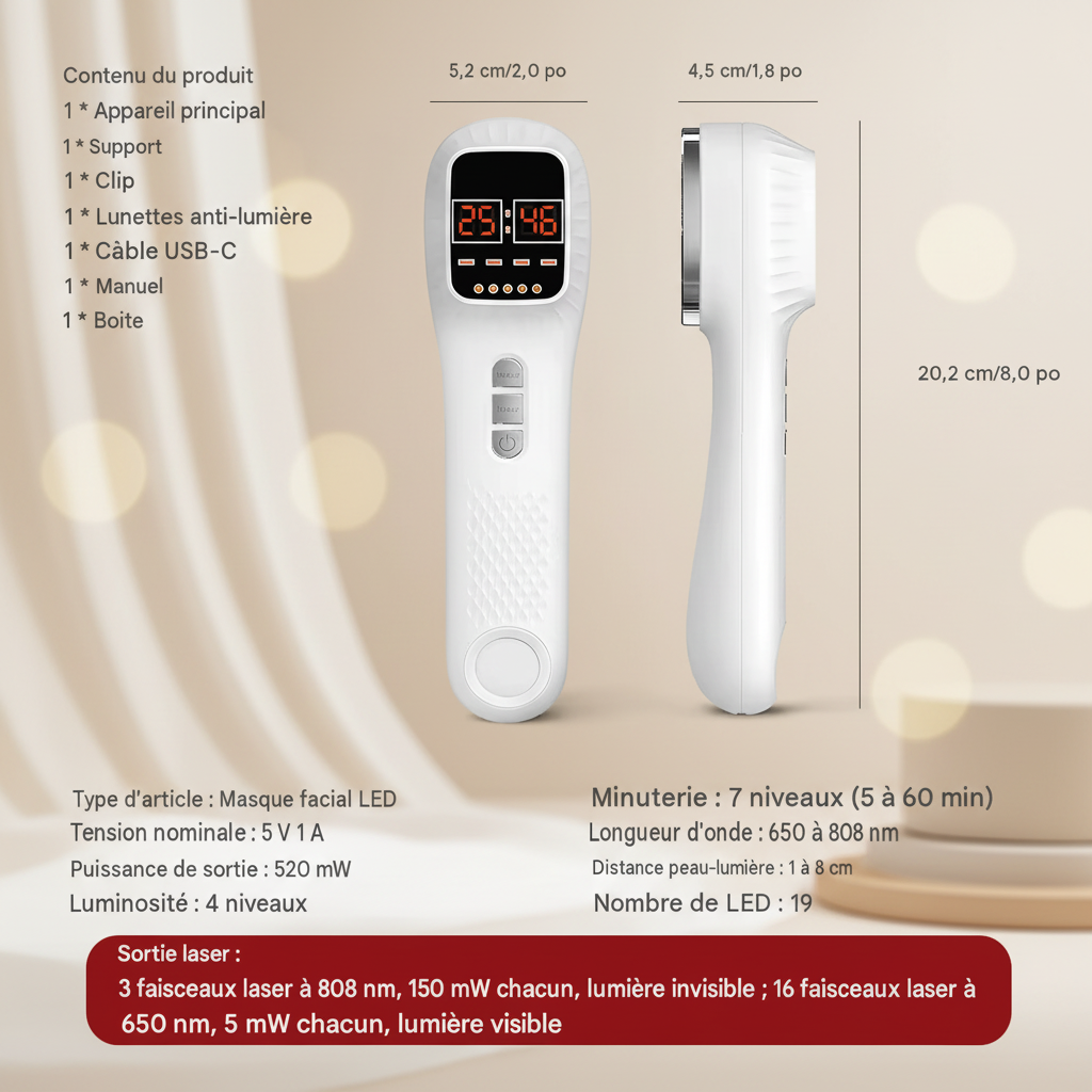 Thérapie à la lumière rouge infrarouge au Laser froid, physiothérapie 808nm