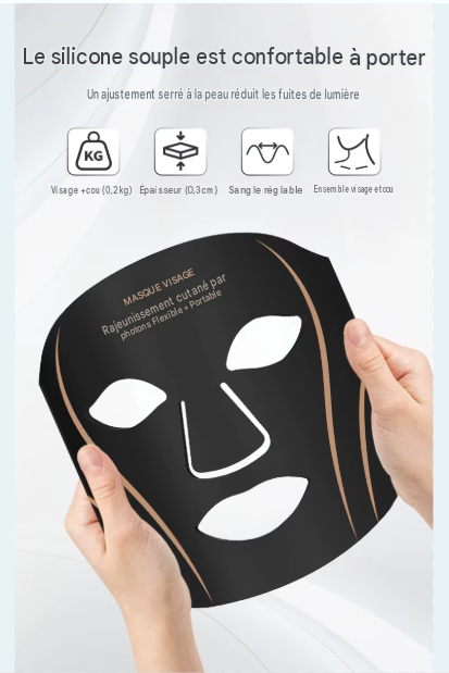 Masque facial LED portable en silicone à 7 couleurs pour la thérapie par la lumière