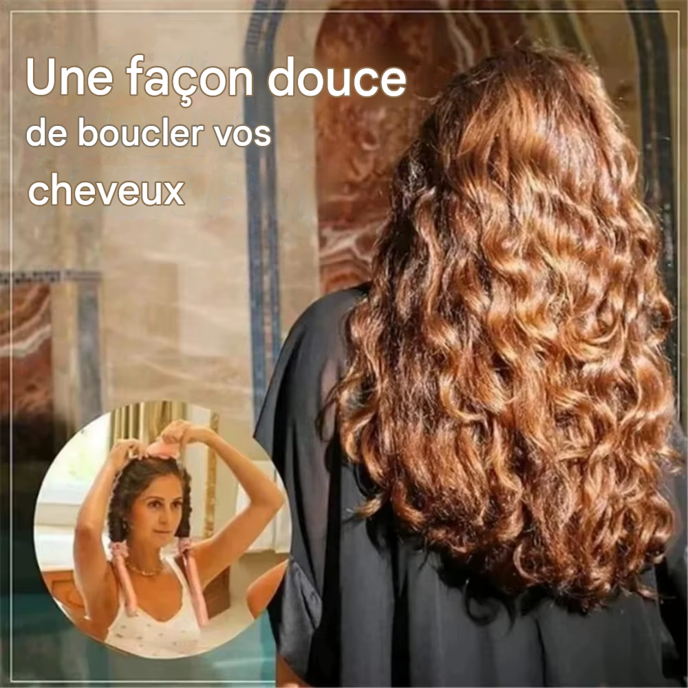 Kit de Coiffure Sans Chaleur 6 Pièces - Bigoudis Satin, Bonnet et Brosse pour Boucles Toute la Nuit