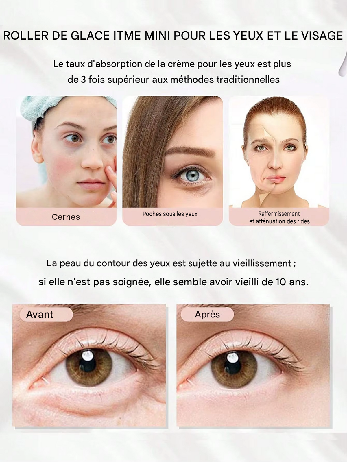 Rouleau masseur de glace fraîche pour soins du visage