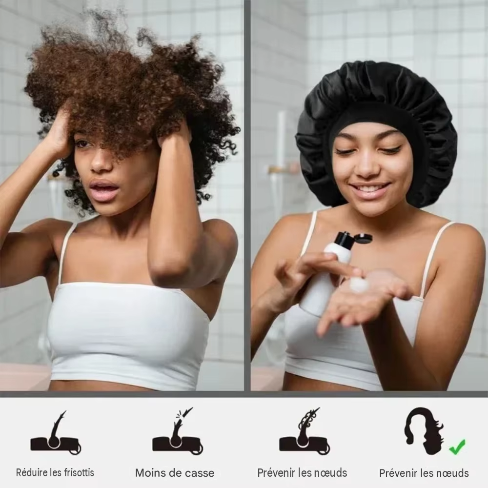 Kit de Coiffure Sans Chaleur 6 Pièces - Bigoudis Satin, Bonnet et Brosse pour Boucles Toute la Nuit