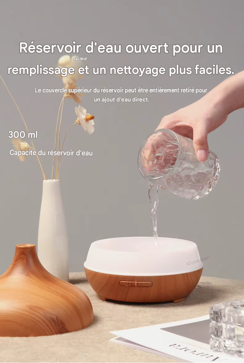 diffuseur d'aromathérapie  300ml huiles essentielles et humidificateur d'air à ultrasons
