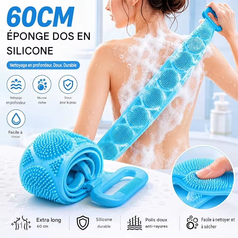 Brosse exfoliante en silicone pour le dos