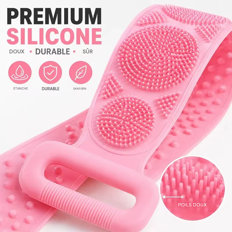 Brosse exfoliante en silicone pour le dos