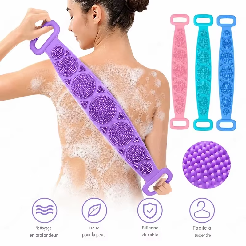 Brosse exfoliante en silicone pour le dos