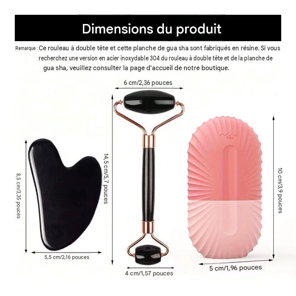 Rouleau de Glace Visage et Outil Gua Sha - Kit Soin du Visage Raffermissant et Massant (1/2/3 pièces)