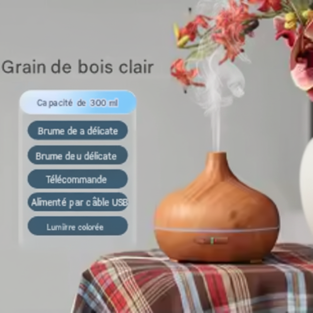 diffuseur d'aromathérapie  300ml huiles essentielles et humidificateur d'air à ultrasons