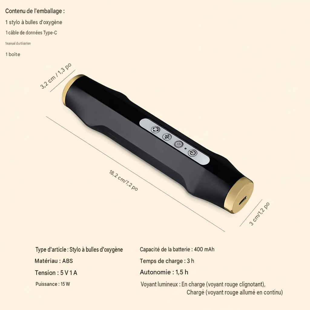Stylo à bulles d'oxygène CO2 pour les soins de la peau du visage