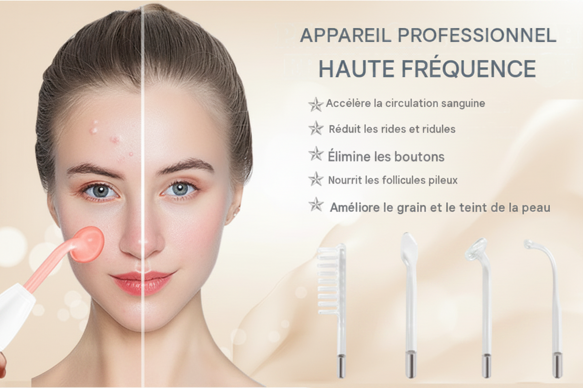 Machine à Tube de verre à électrode 4 en 1, haute fréquence, baguette d'acné, Spa pour le visage, soins de la peau, électrothérapie