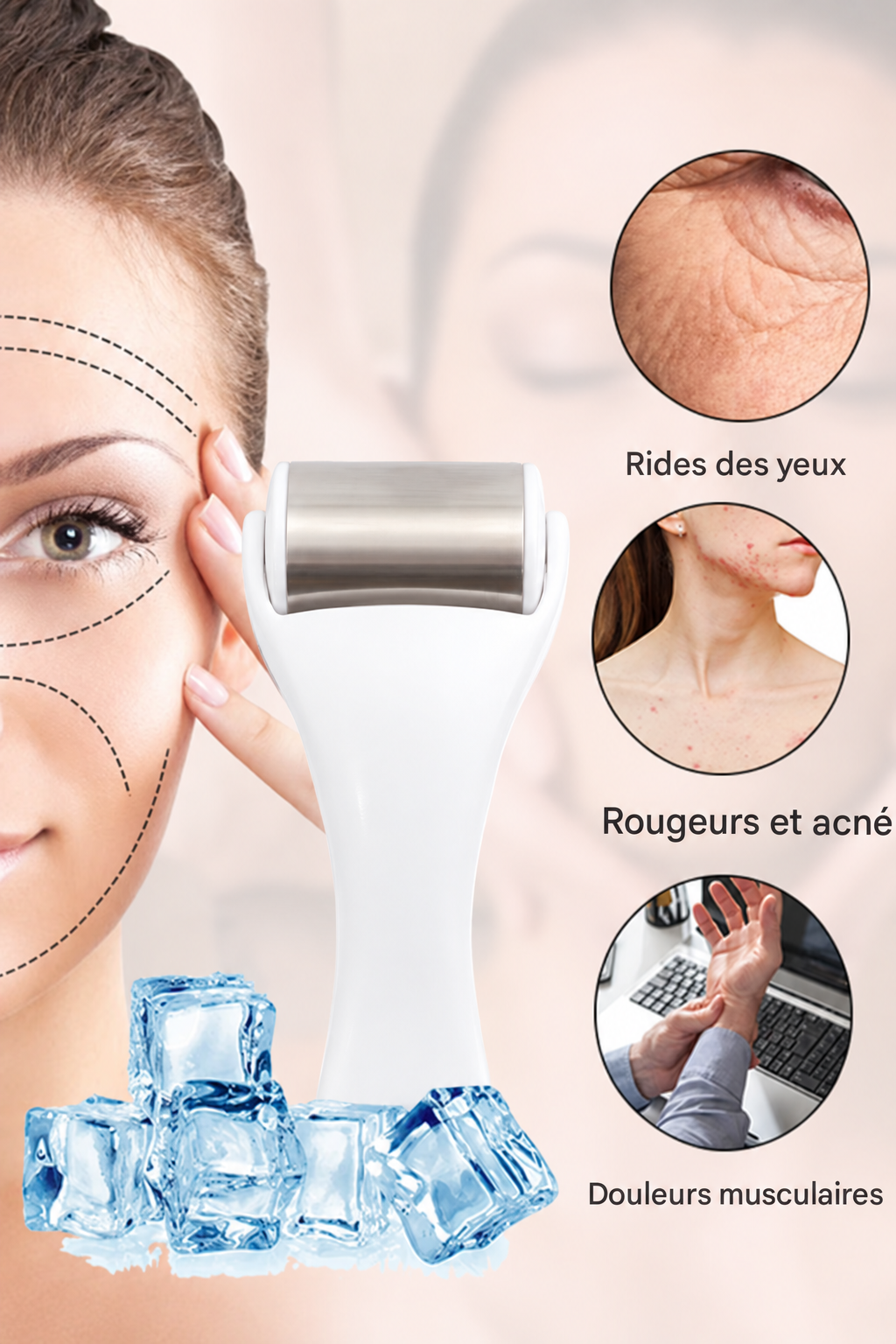 Rouleau masseur de glace fraîche pour soins du visage