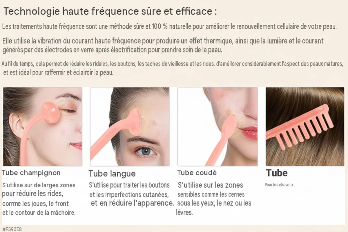Machine à Tube de verre à électrode 4 en 1, haute fréquence, baguette d'acné, Spa pour le visage, soins de la peau, électrothérapie