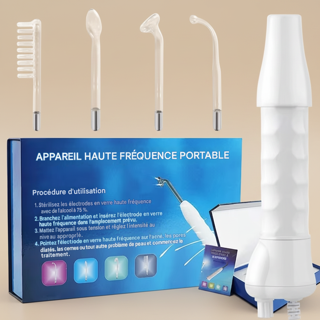 Machine à Tube de verre à électrode 4 en 1, haute fréquence, baguette d'acné, Spa pour le visage, soins de la peau, électrothérapie