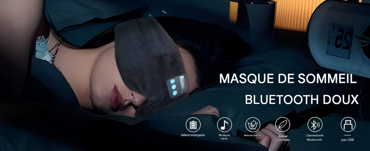 Masque de sommeil Bluetooth doux, casque sans fil pour le sommeil, le voyage et la méditation,