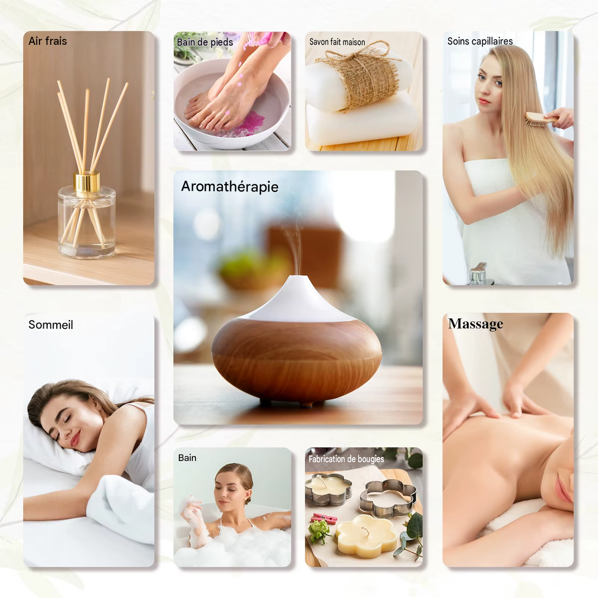 Coffret de 8 bouteilles d'huille essentielle pour diffuseur et humidificateur