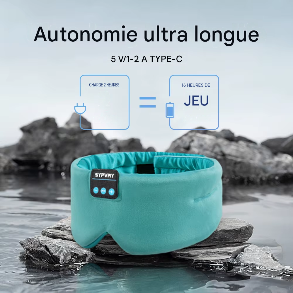 Masque de sommeil Bluetooth doux, casque sans fil pour le sommeil, le voyag et la méditation