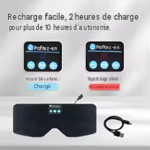 Masque de sommeil Bluetooth doux, casque sans fil pour le sommeil, le voyage et la méditation,