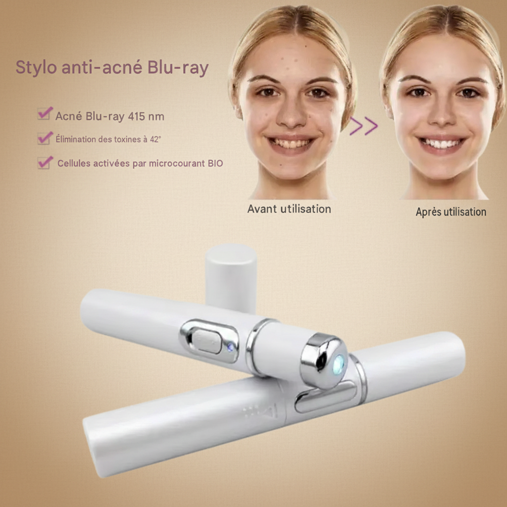 Stylo laser anti-acné et thérapie du visage par luminothérapie LED bleue