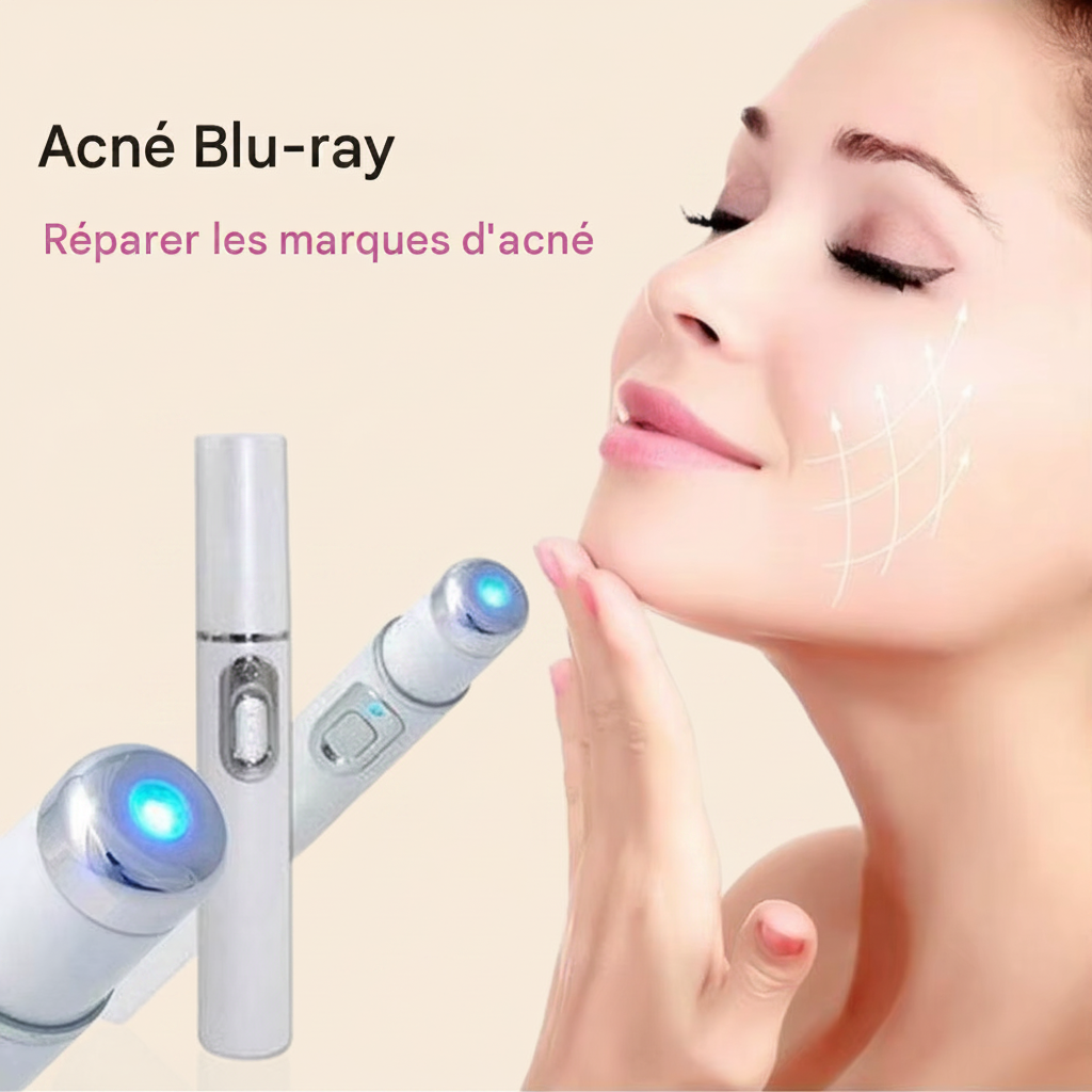 Stylo laser anti-acné et thérapie du visage par luminothérapie LED bleue