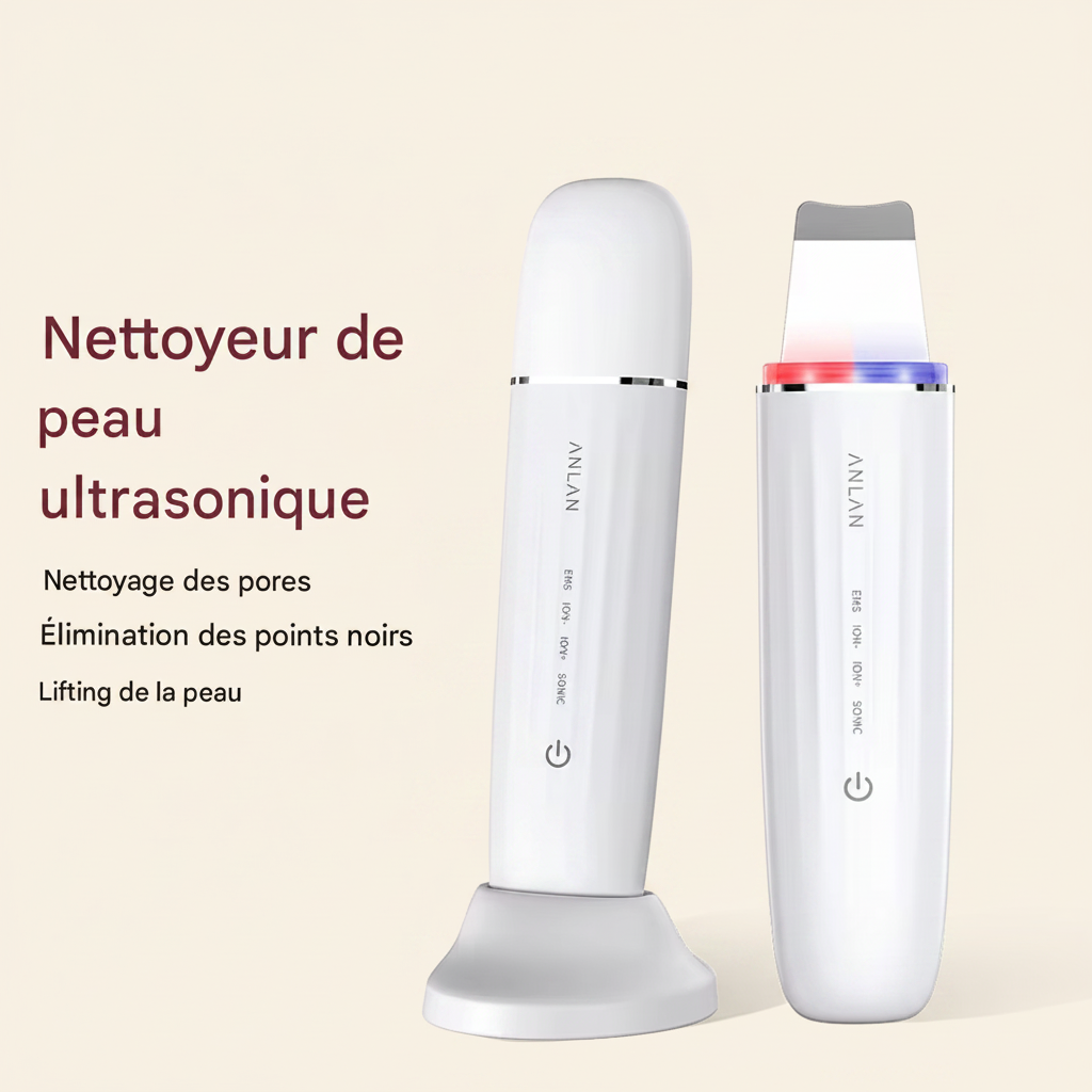 Nettoyeur de peau à ultrasons et luminothérapie LED - IPX7