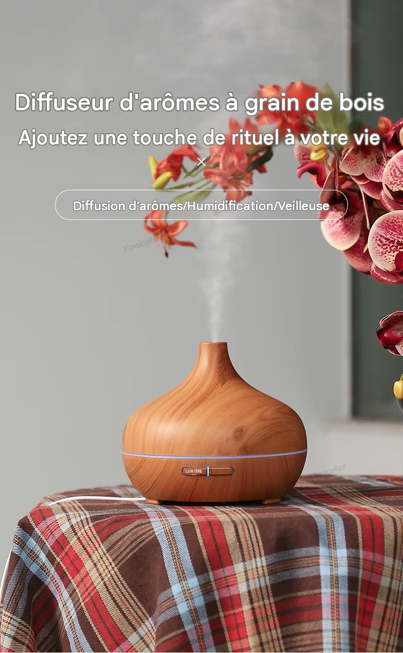 diffuseur d'aromathérapie  300ml huiles essentielles et humidificateur d'air à ultrasons