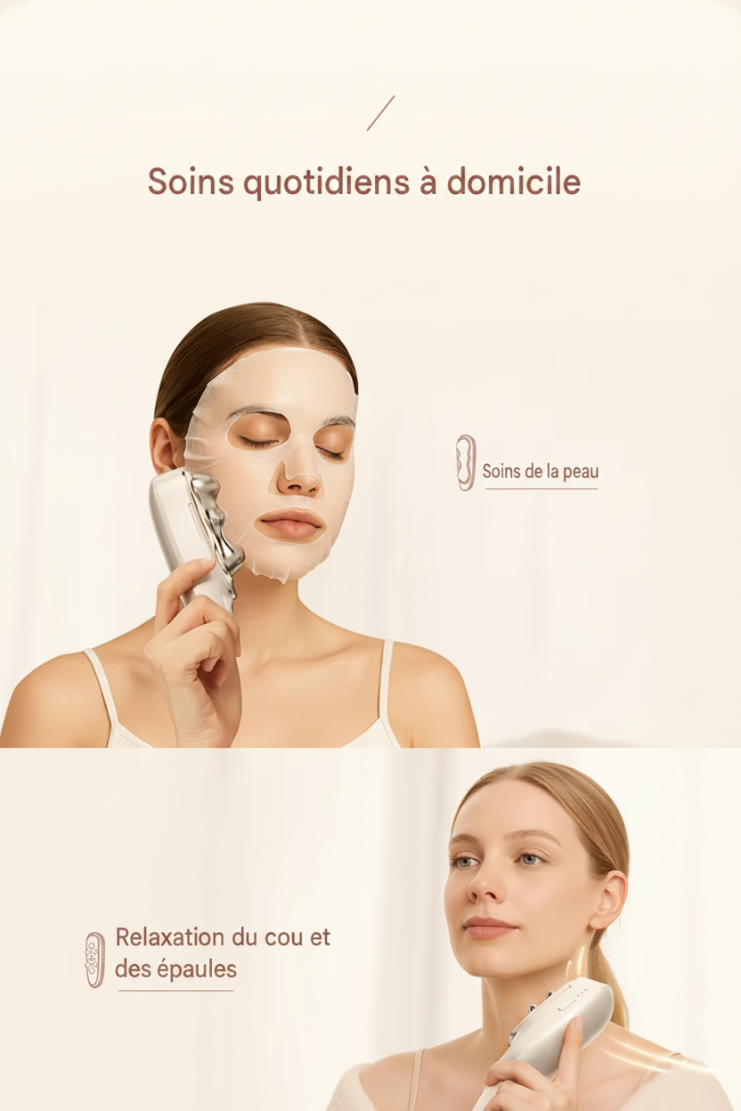 Appareil de beauté Guasha 2 en 1 : Soin du visage EMS et Masseur chaud et froid