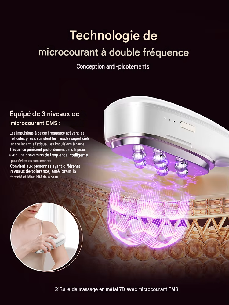 Appareil de beauté Guasha 2 en 1 : Soin du visage EMS et Masseur chaud et froid